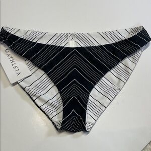 Athleta Women Black White Chevron Stripe Bikini Bottom Size Large